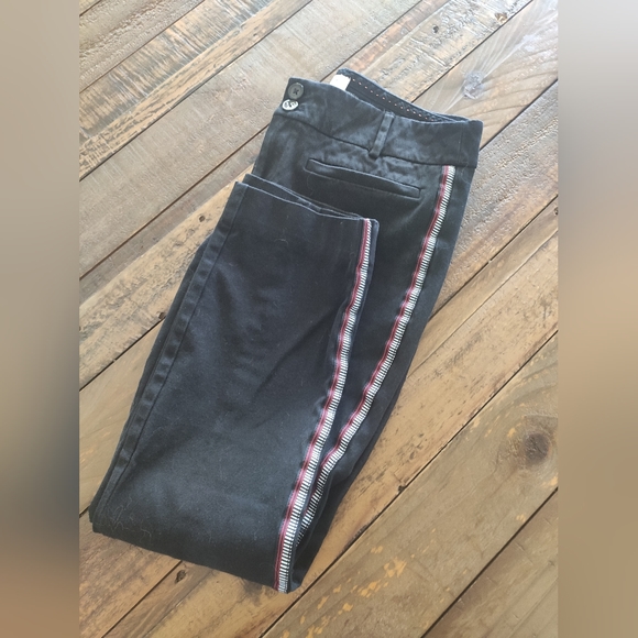 Anthropologie The Essential Slim Ankle Side Stripe Trouser Pants Black 4 - Picture 2 of 6